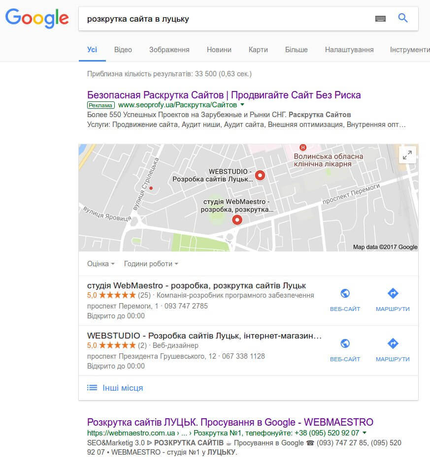 Розкрутка лендінга в Гугл Мій Бізнес